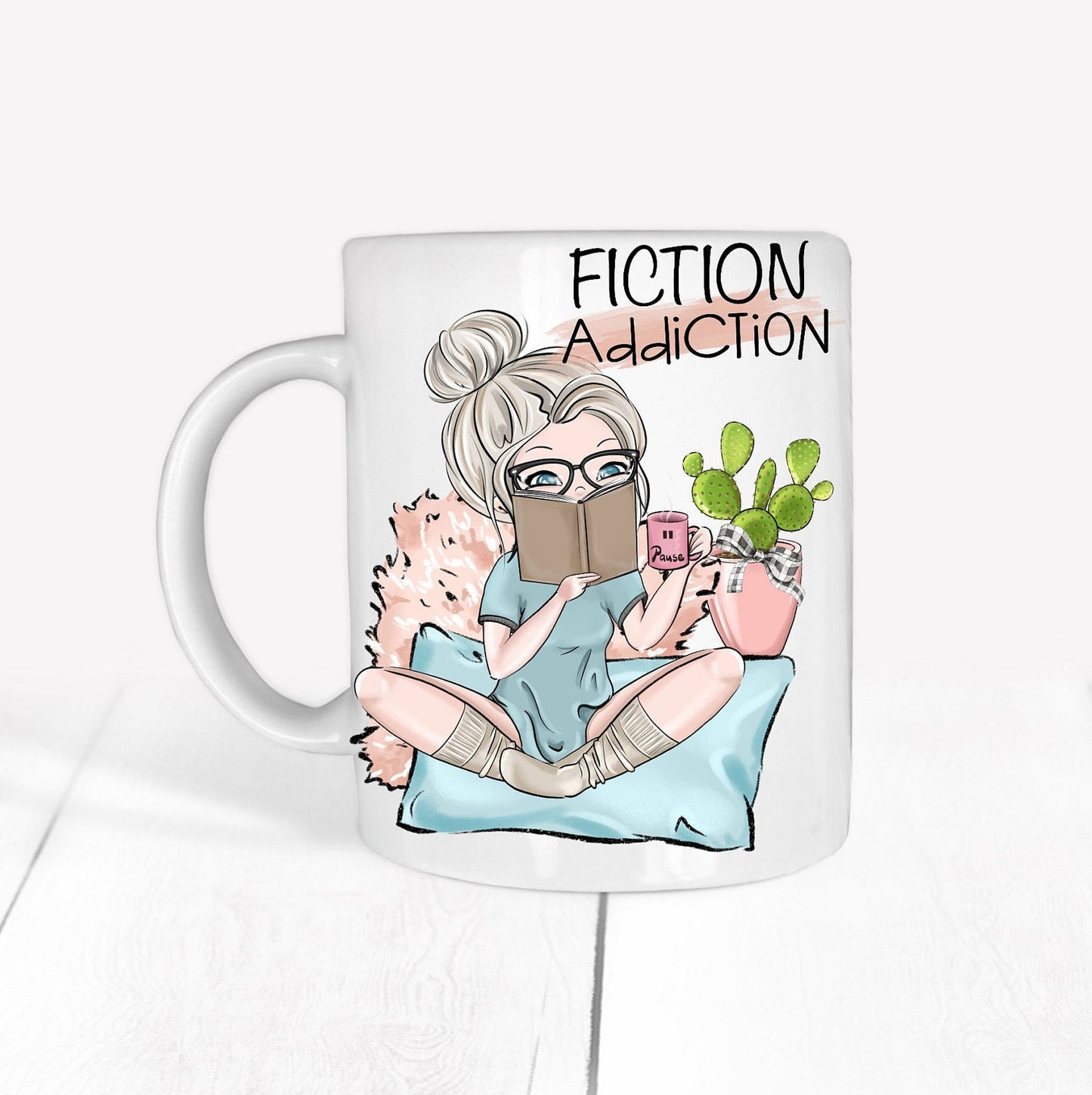 Fiction Addiction 11 oz mug | reading addict | gift for book addict | Gift For Friend | Book Worm