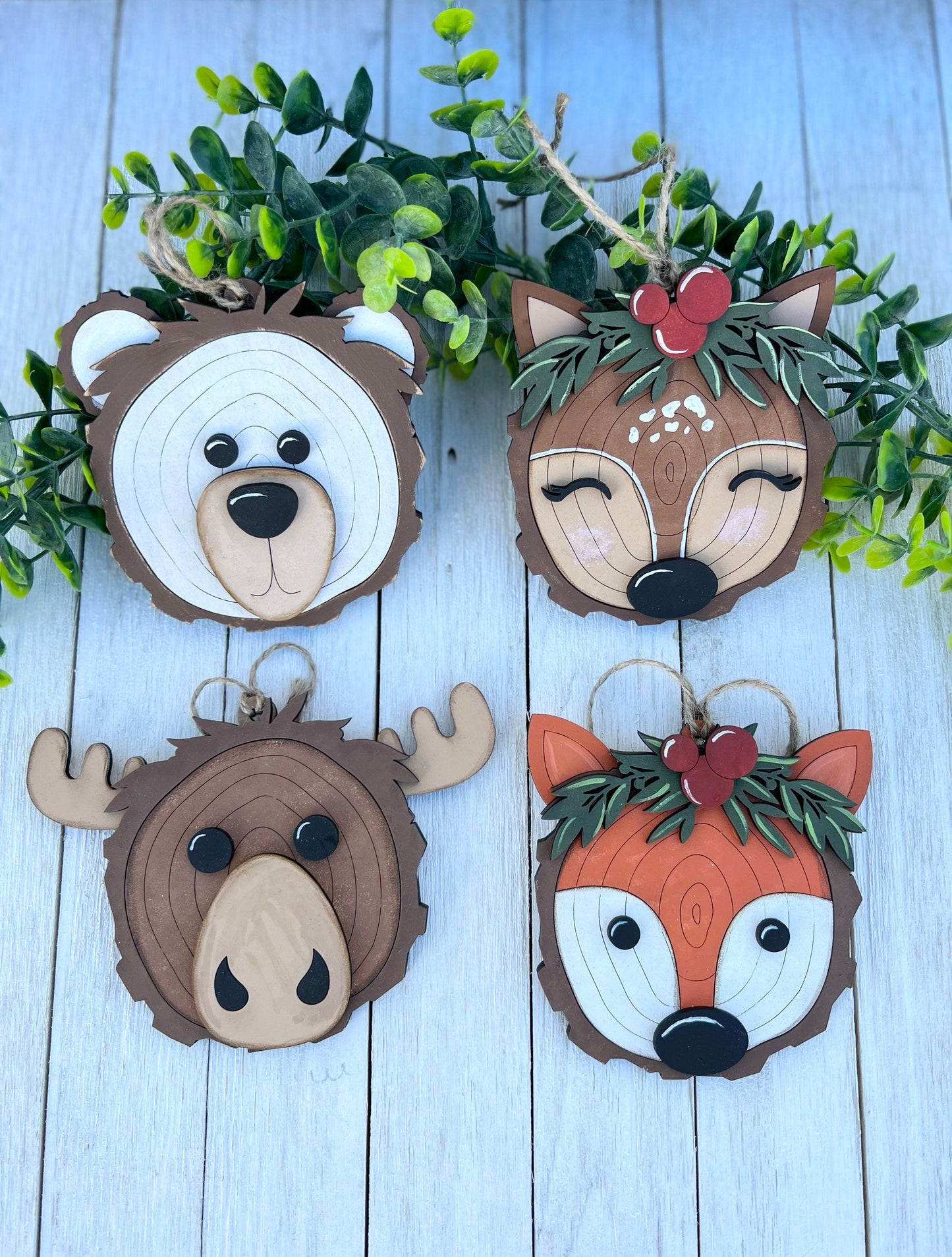 Woodland Animal Decor, Baby Shower Decorations, Faux Wood Slice Ornaments, Wood Holiday Accents, Woodland Nursery Decor, Woodland Ornaments
