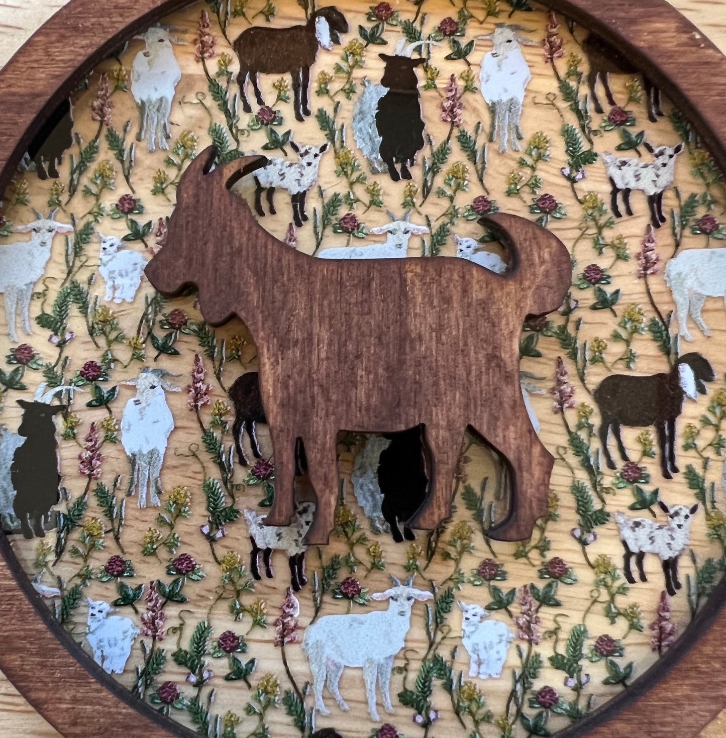 Goat Christmas Ornament | Floral Goat Farmhouse Decor