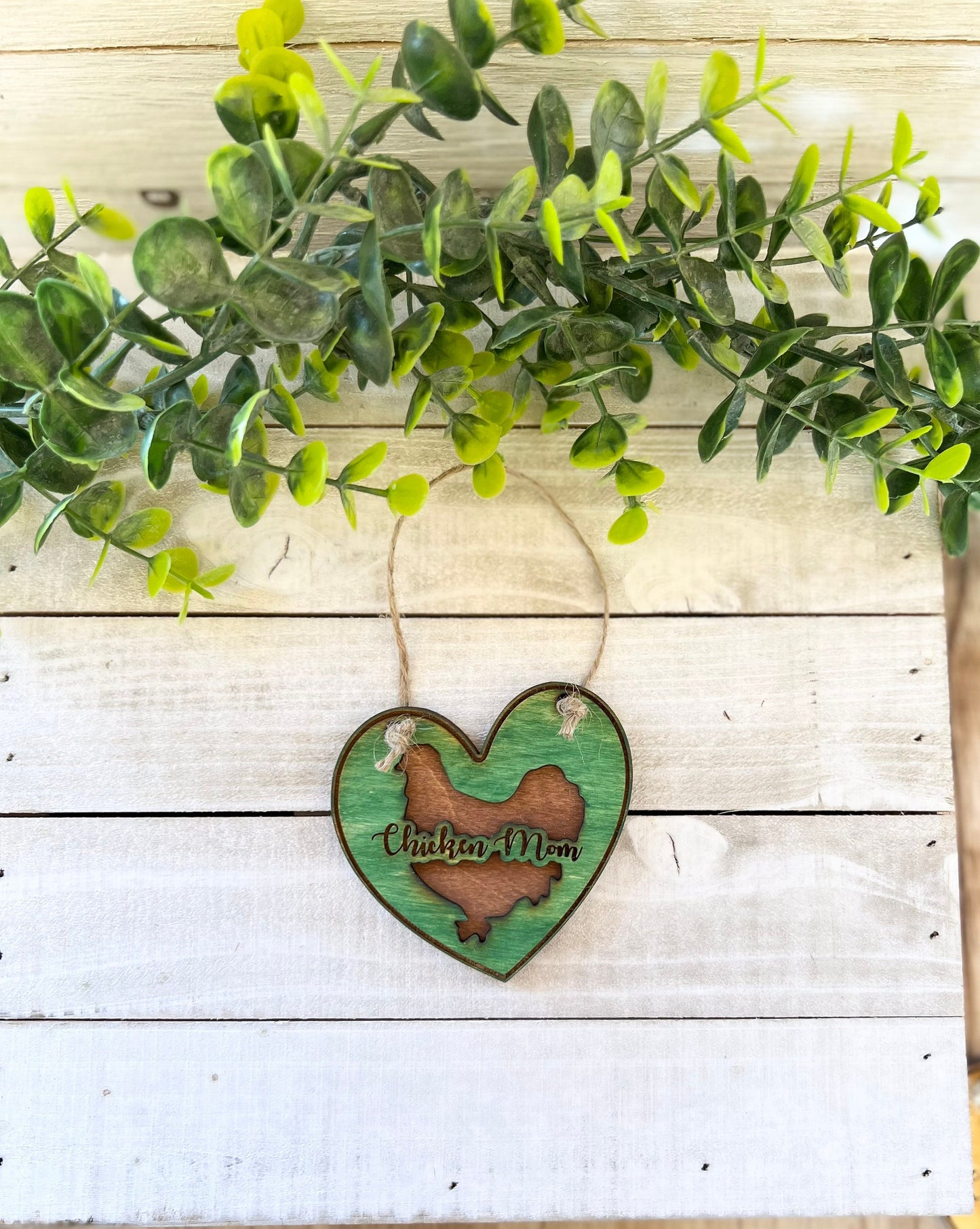 Chicken Ornament Set, Wooden Chicken Decor, Rustic Farmhouse Decor, Chicken Mom, Crazy Chicken Lady, Valentine Chicken Decor
