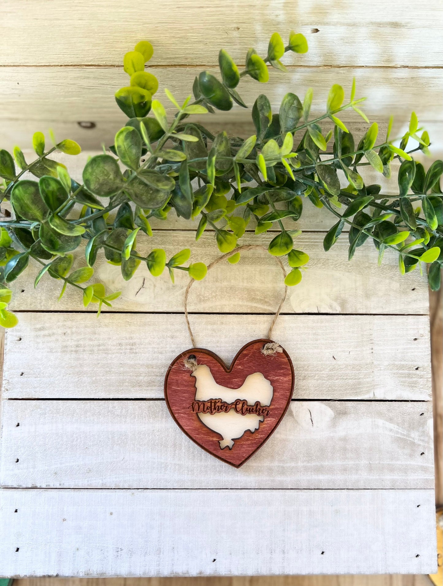 Chicken Ornament Set, Wooden Chicken Decor, Rustic Farmhouse Decor, Chicken Mom, Crazy Chicken Lady, Valentine Chicken Decor