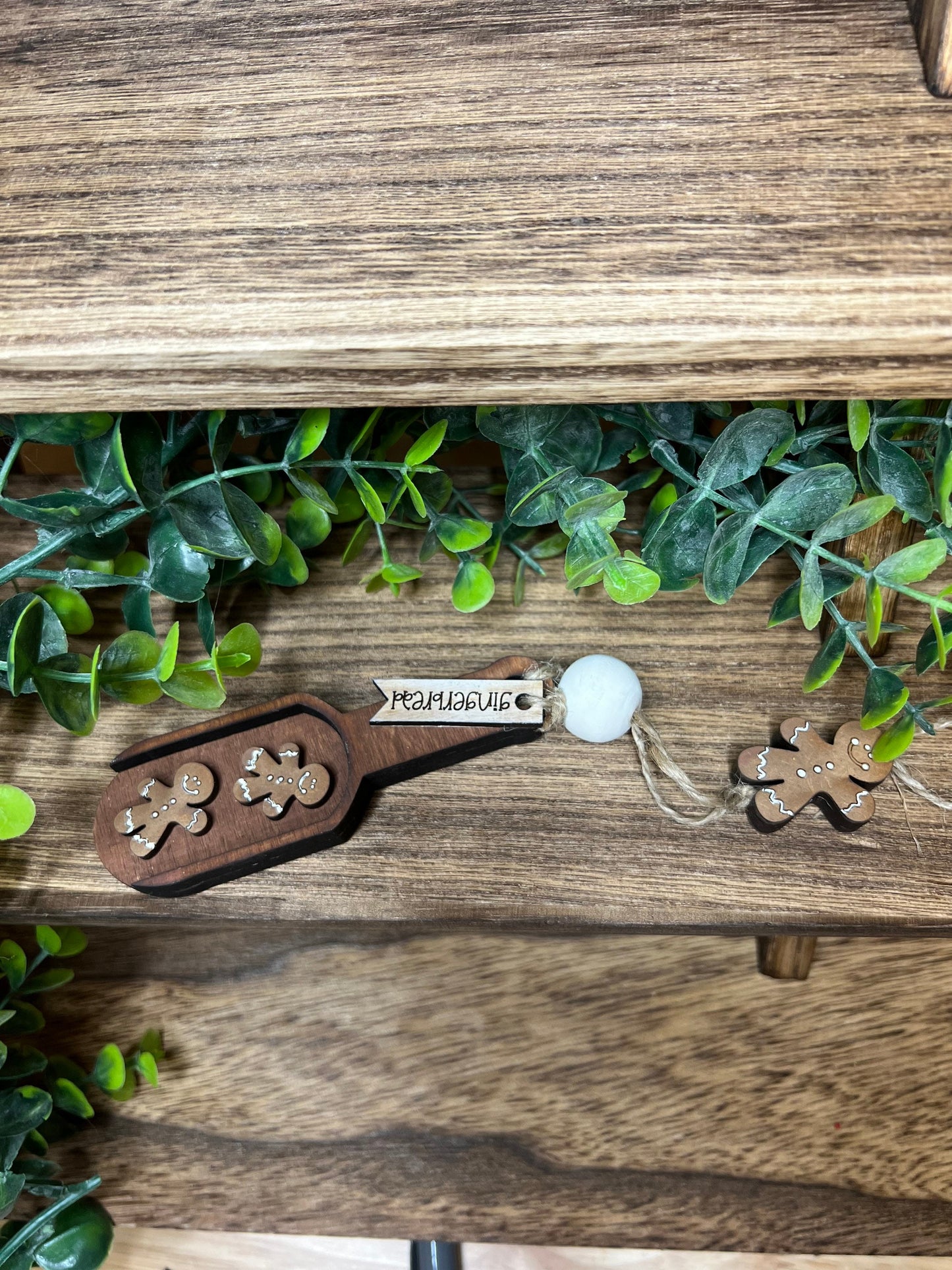 Gingerbread Tiered Tray Scoop Decor, Wooden Christmas Spoon Handmade Decoration, Gingerbread Decor, Gingerbread Decor For Tier Tray