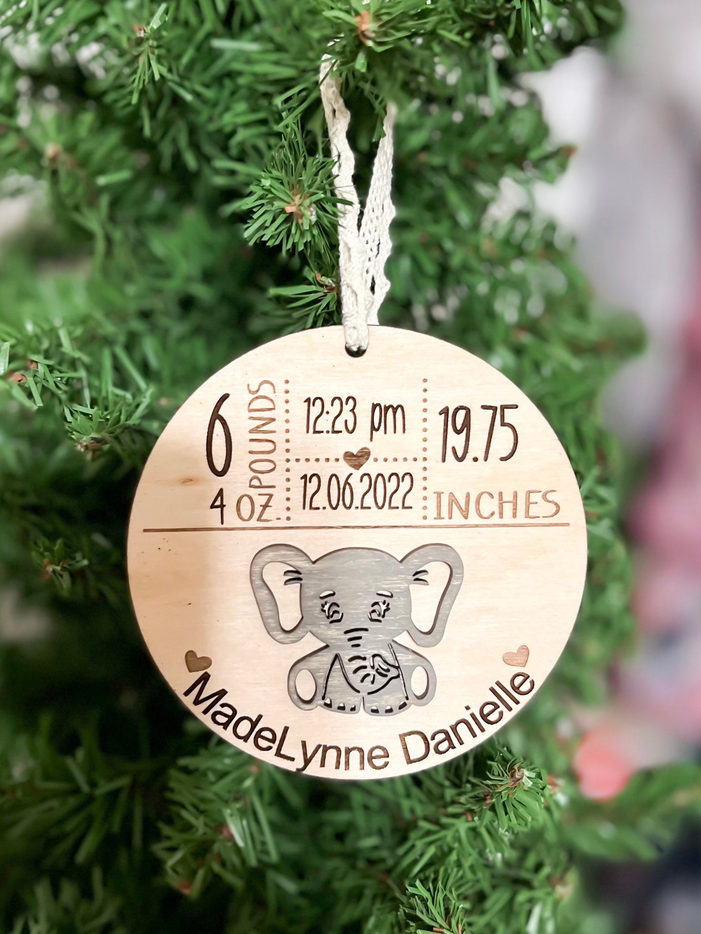 Baby’s Christmas Ornament, Customized Babyshower Gift, Personalized Stats Baby Ornament, Customized Jungle, Nursery Decor