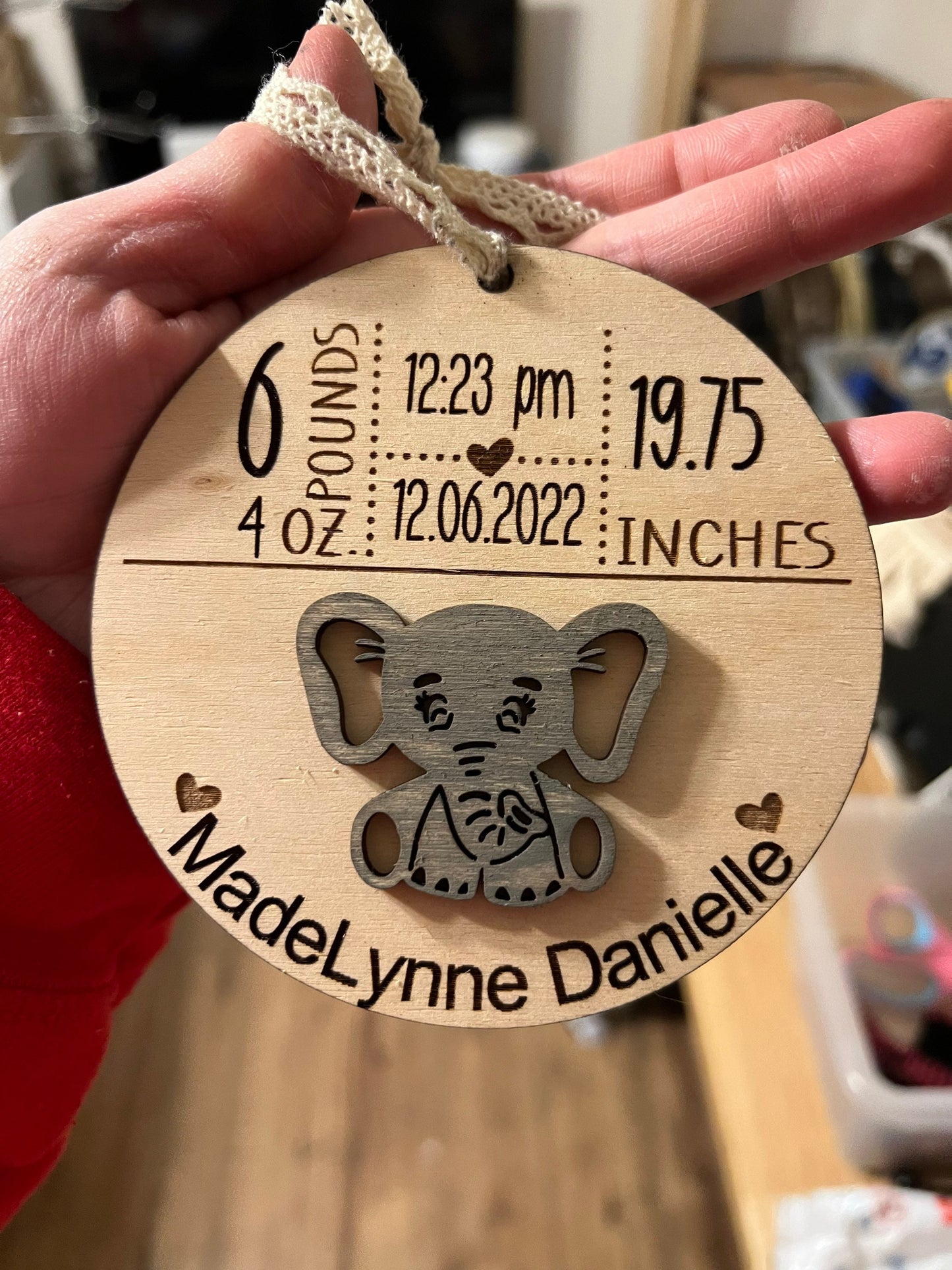 Baby’s Christmas Ornament, Customized Babyshower Gift, Personalized Stats Baby Ornament, Customized Jungle, Nursery Decor