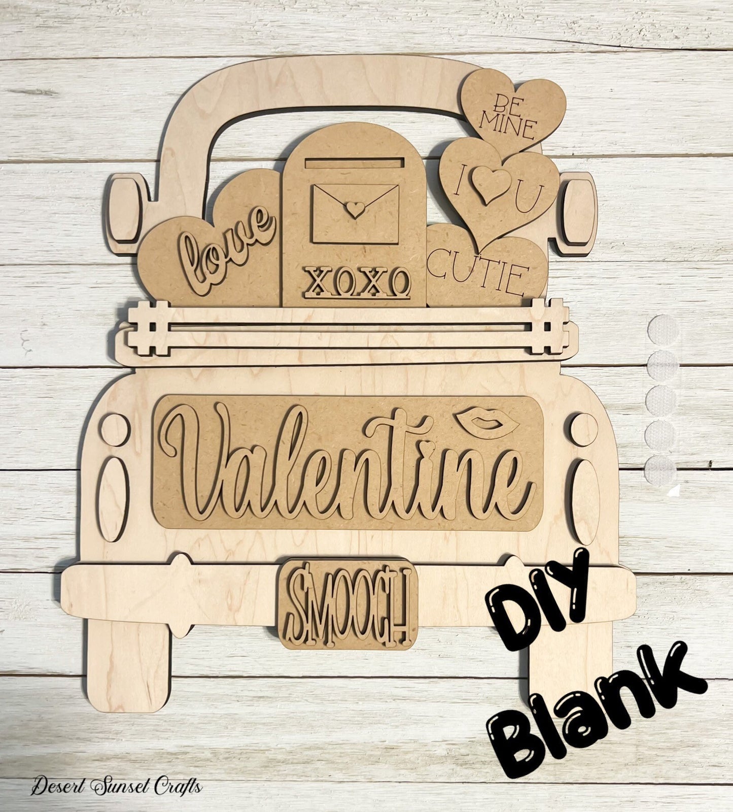 DIY Paintable Wood Valentines Truck, DIY Valentines Decor, Blank Wood Truck with Interchangeable Insert Options, Paintable Wood