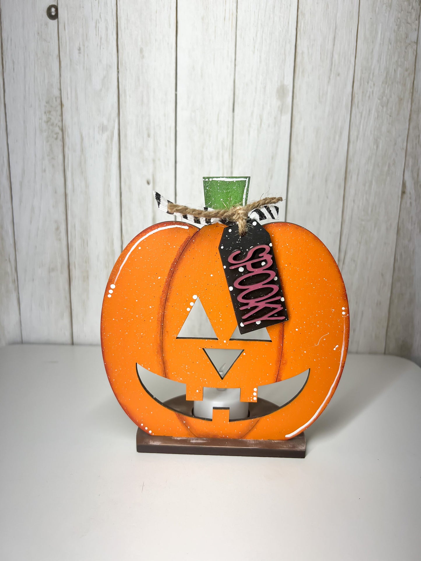 Halloween Pumpkin or Ghost Tealight Holder, Halloween Decor, Wood Halloween Shelf Sitter, Pumpkin Decor, Ghost Decor