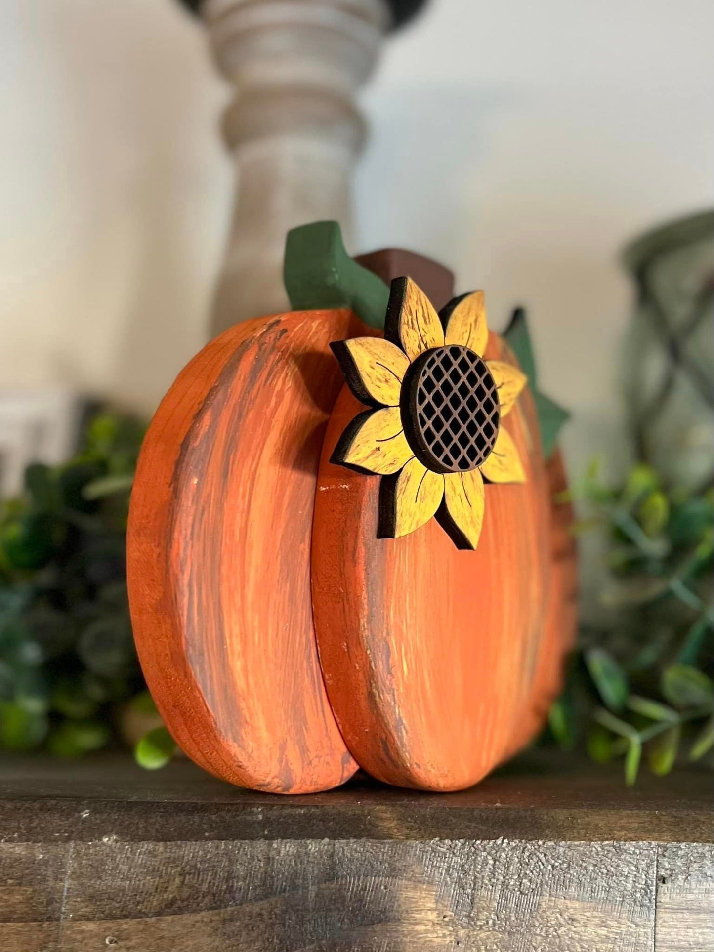 Chunky Wood Pumpkin Shelf Sitter, 1" Wood, Hand Painted Fall Decor
