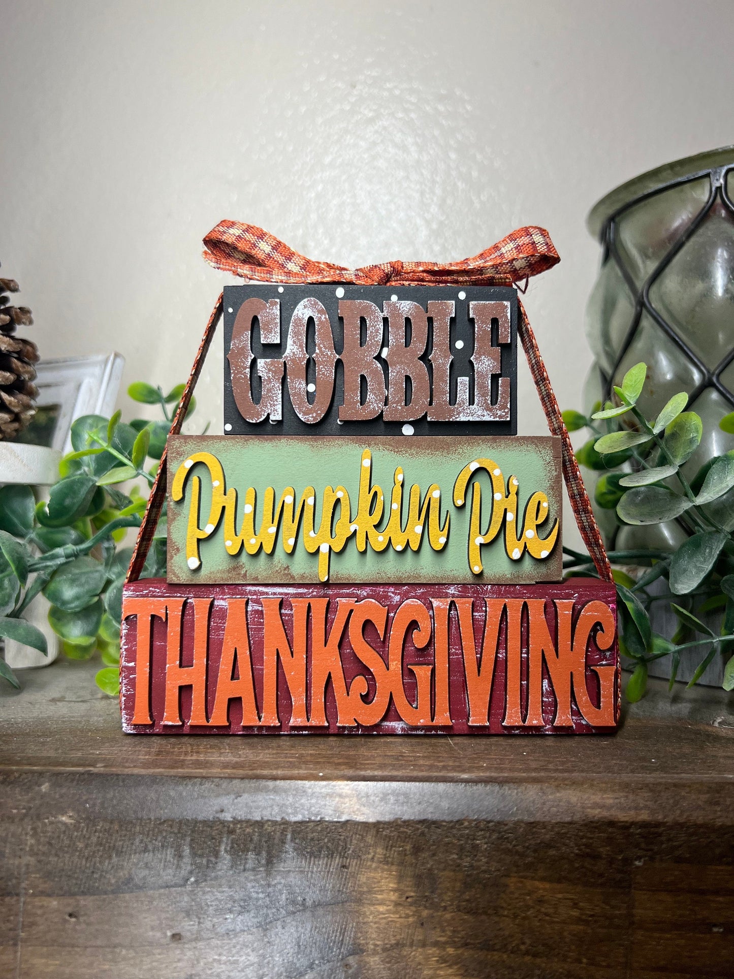 Thanksgiving Wood Blocks, Stackable Decor, Thanksgiving Decorations, Autumn Thanksgiving Tiered Tray Decor, Fall Sign Decor, Mini Blocks