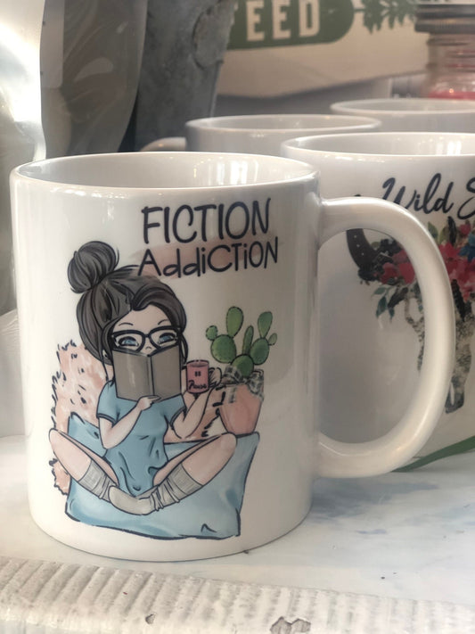 Fiction Addiction 11 oz mug | reading addict | gift for book addict | Gift For Friend | Book Worm