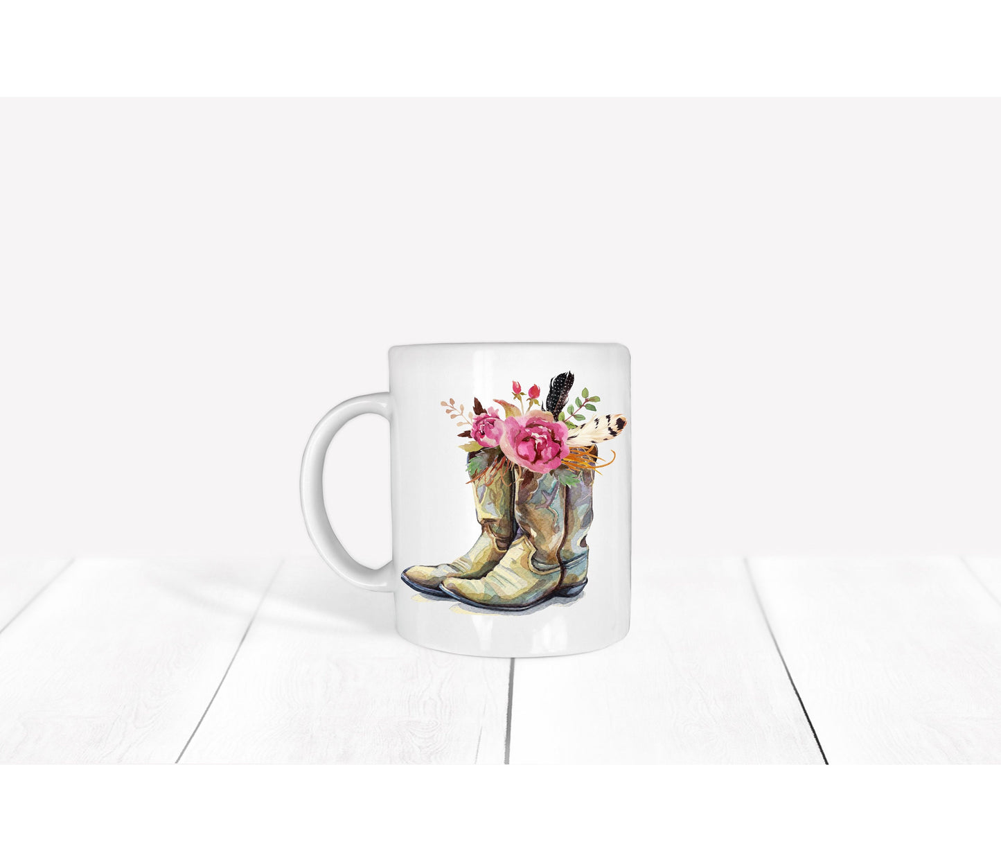 Cowgirl / Cowboy Boots with Floral | 11 oz mug