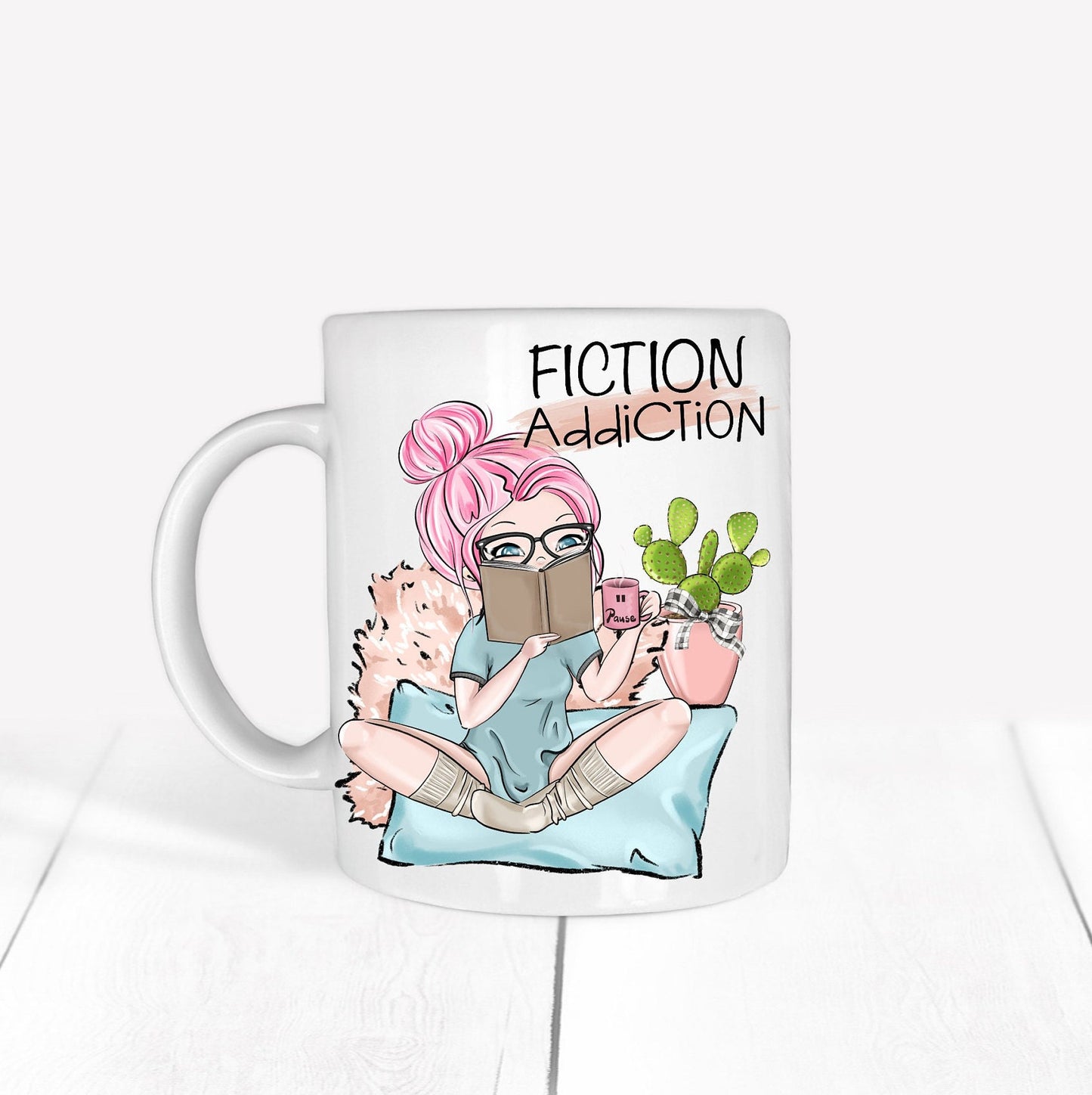 Fiction Addiction 11 oz mug | reading addict | gift for book addict | Gift For Friend | Book Worm