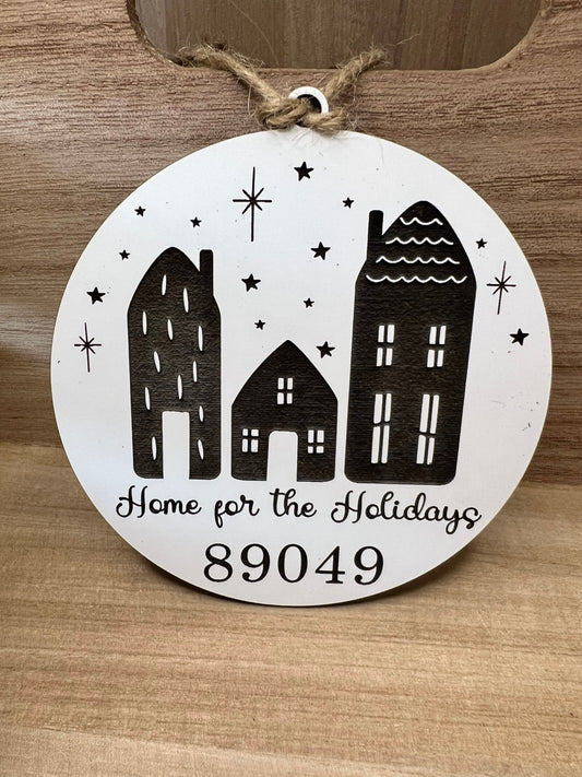 Personalized zip code ornament  Home for the holidays