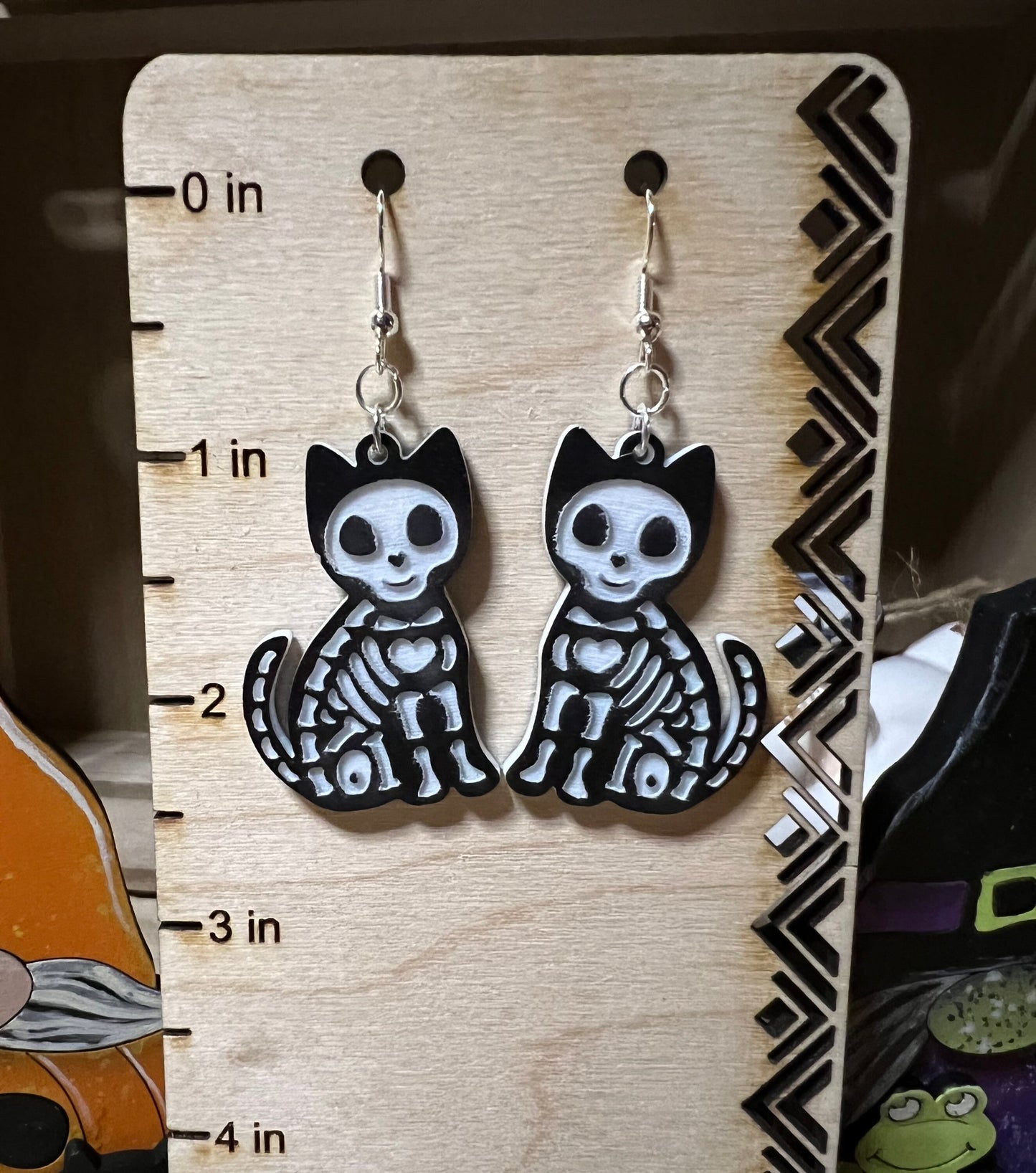 Cat Skeleton Earrings | Halloween Jewelry