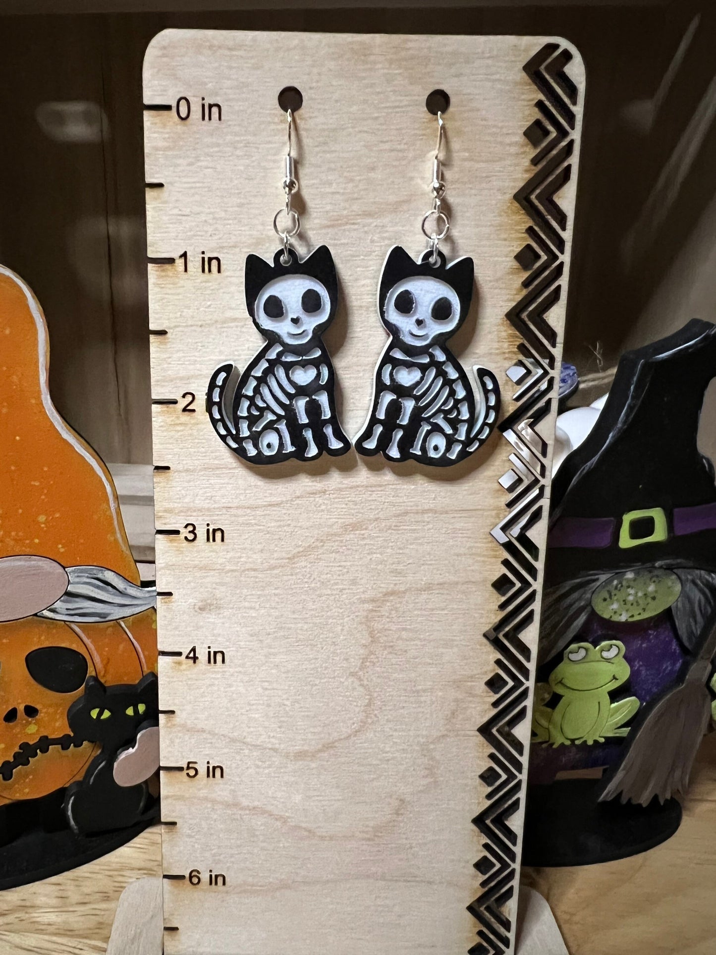 Cat Skeleton Earrings | Halloween Jewelry