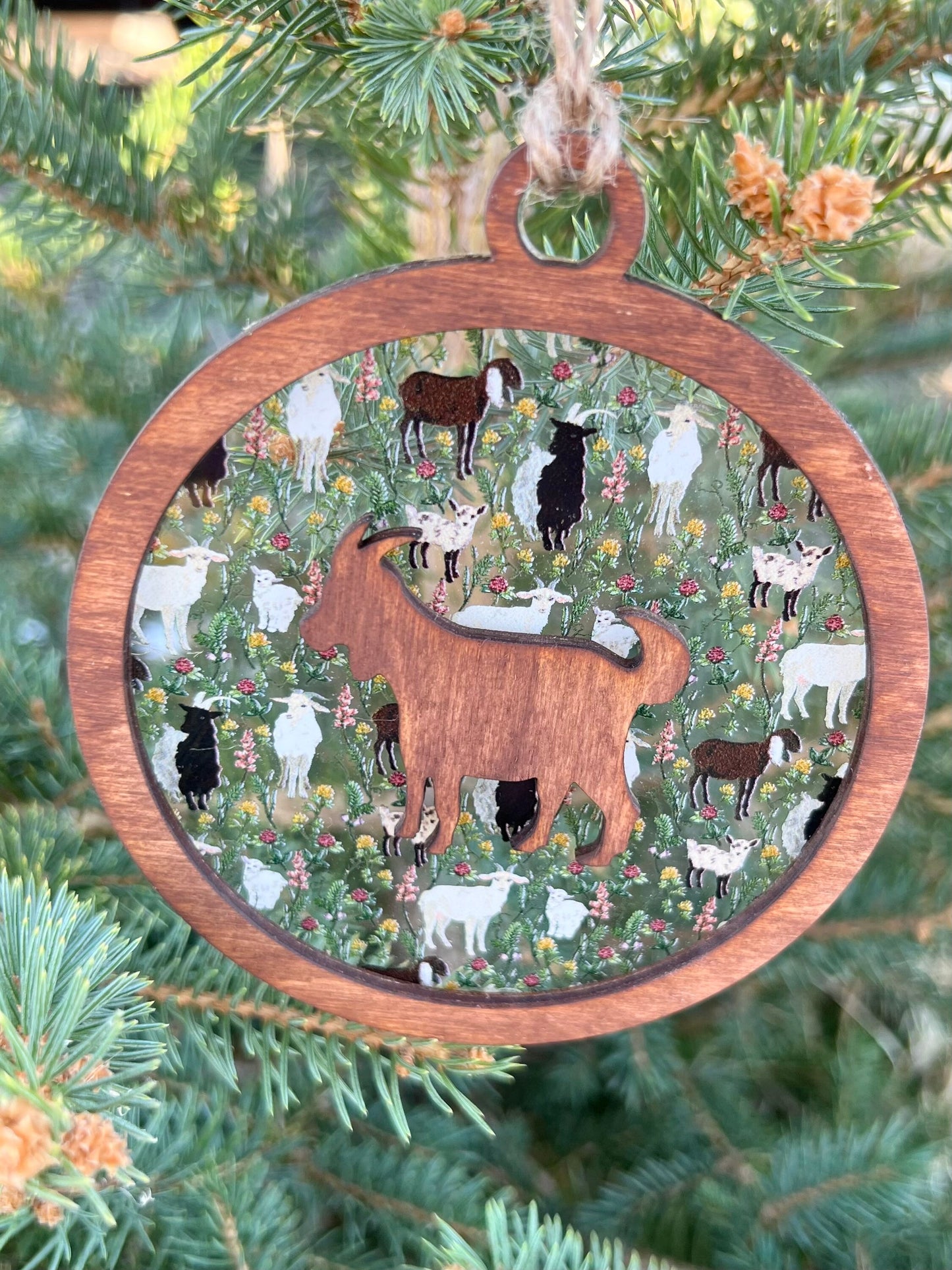 Goat Christmas Ornament | Floral Goat Farmhouse Decor