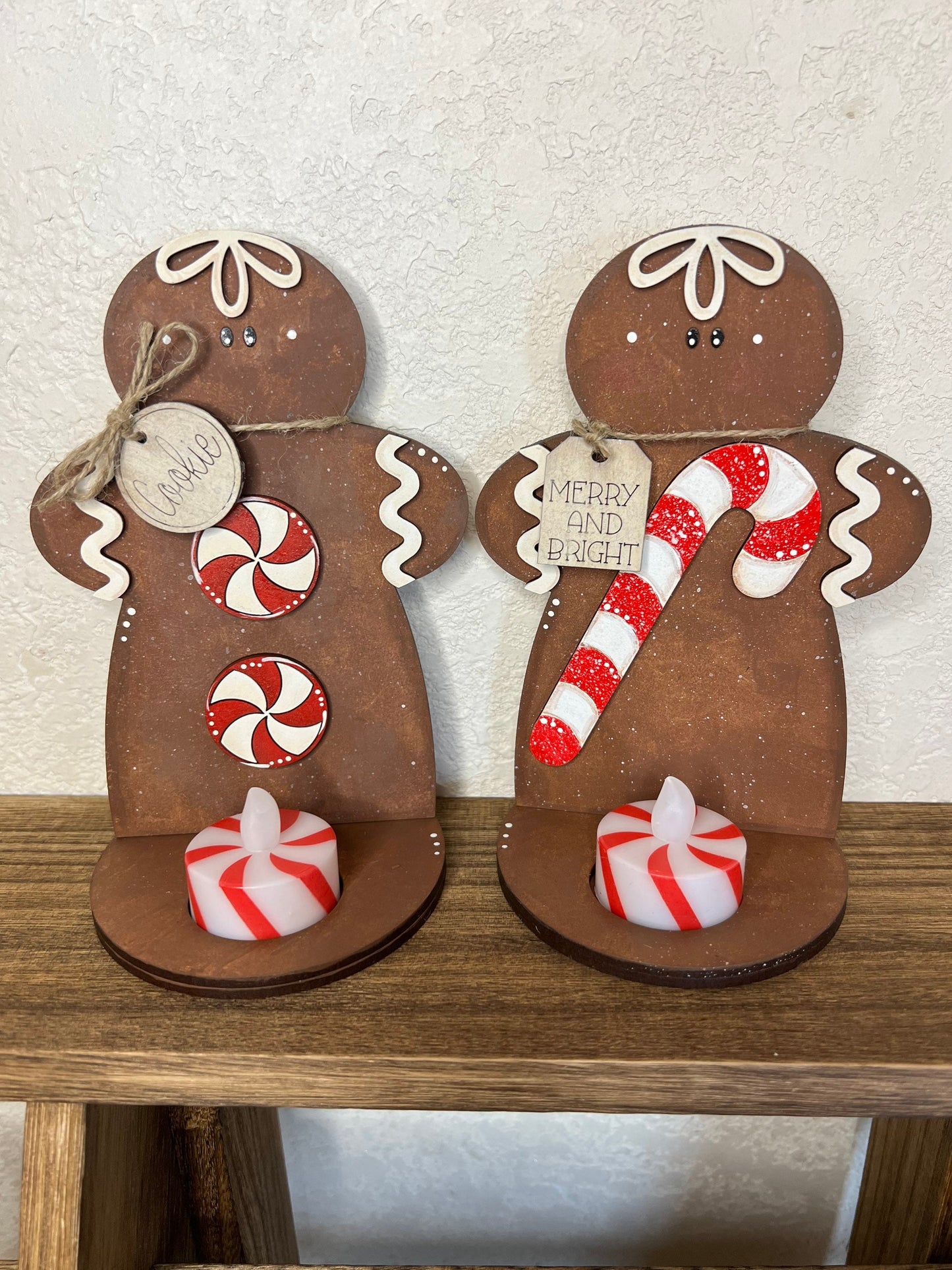 Wooden Gingerbread Tealight Holders, Handmade Christmas Decor, Gingerbread Christmas Decorations, Gingerbread Wood Decor