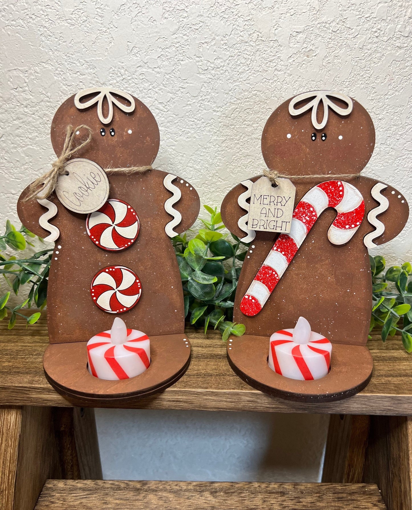 Wooden Gingerbread Tealight Holders, Handmade Christmas Decor, Gingerbread Christmas Decorations, Gingerbread Wood Decor