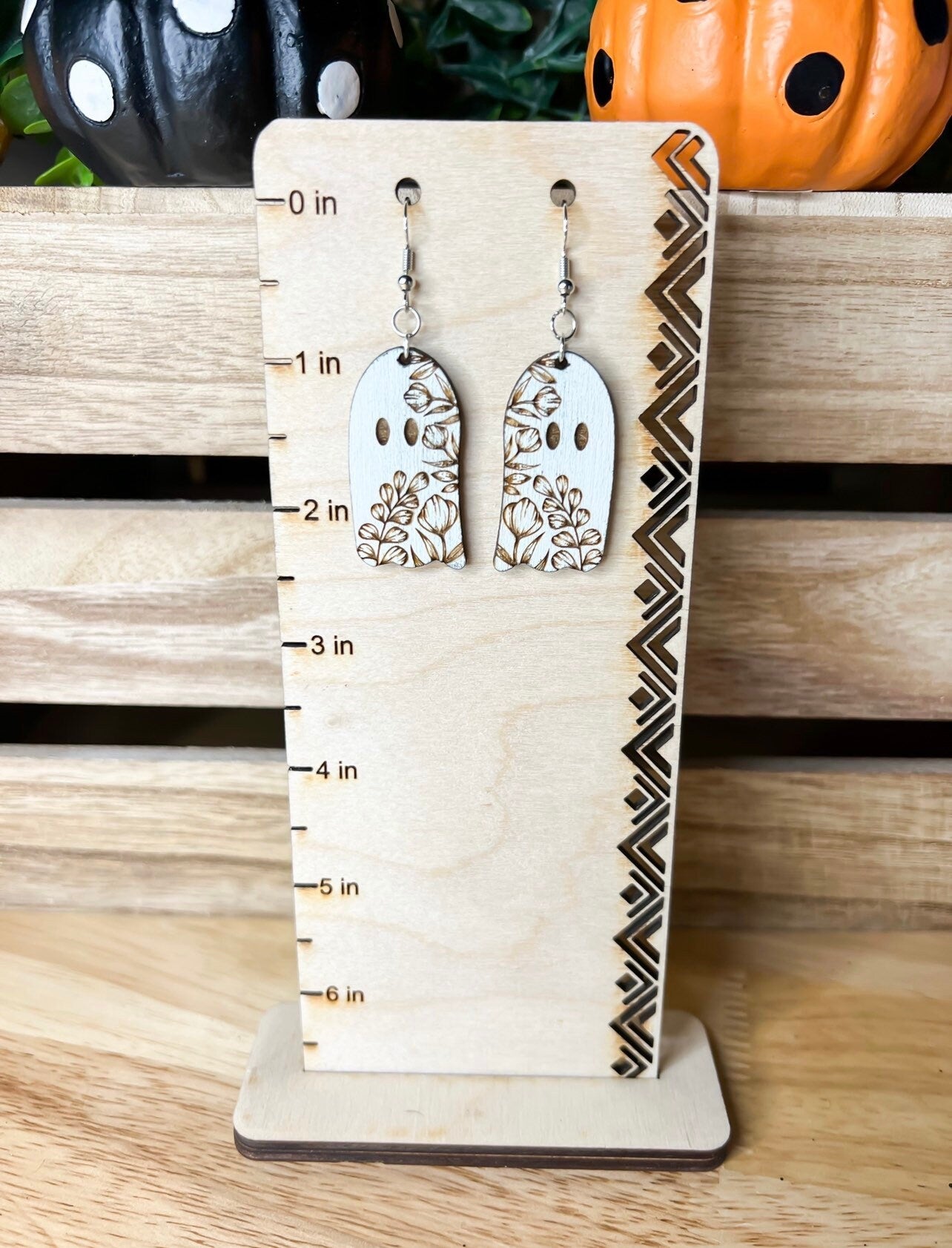 Halloween Ghost Wooden Earrings