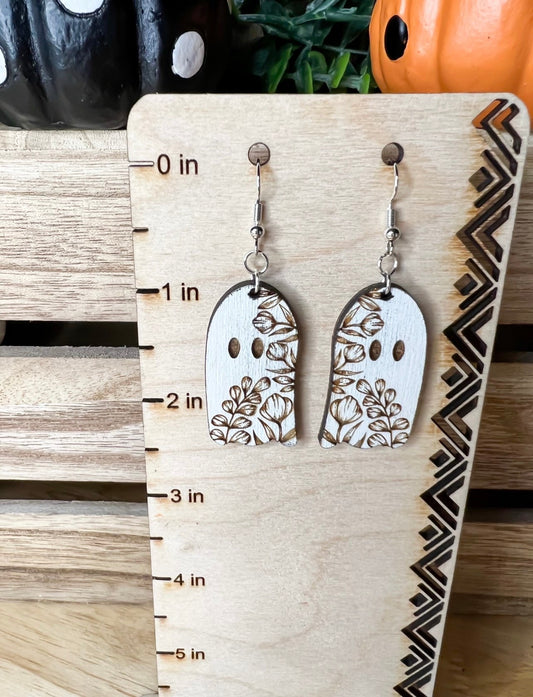 Halloween Ghost Wooden Earrings