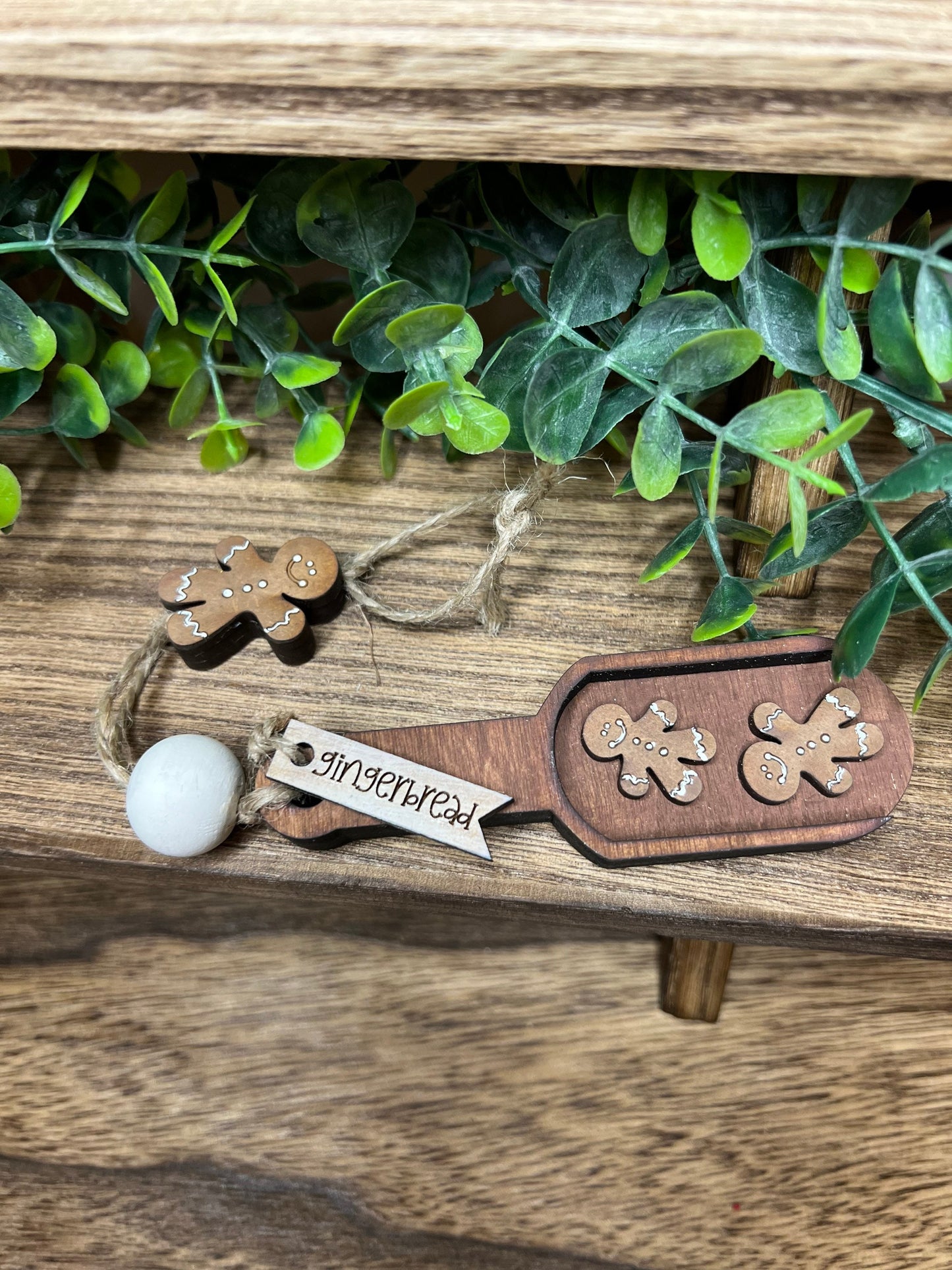 Gingerbread Tiered Tray Scoop Decor, Wooden Christmas Spoon Handmade Decoration, Gingerbread Decor, Gingerbread Decor For Tier Tray