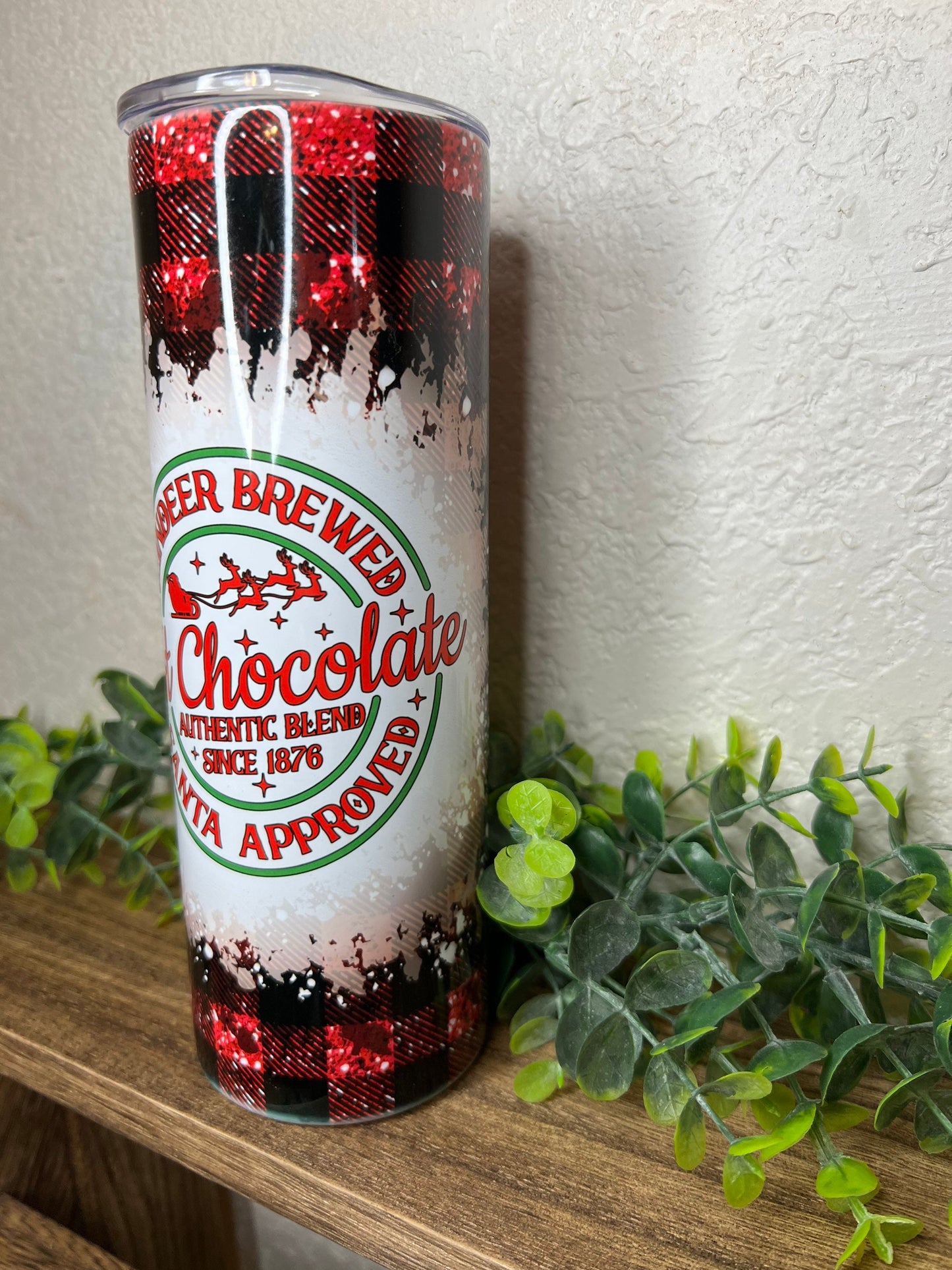 Reindeer Brewed Hot Chocolate Christmas tumbler | holiday tumbler 20 oz 30 oz skinny tumbler