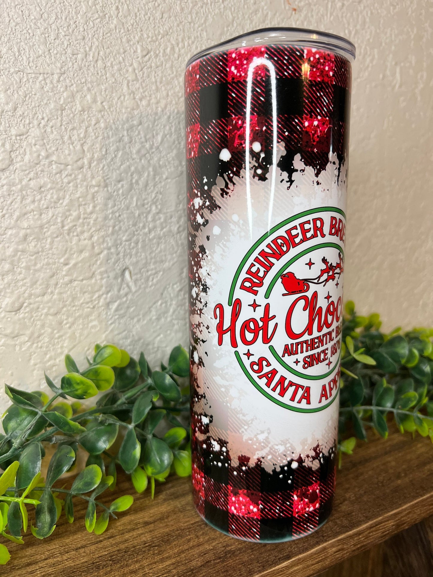 Reindeer Brewed Hot Chocolate Christmas tumbler | holiday tumbler 20 oz 30 oz skinny tumbler