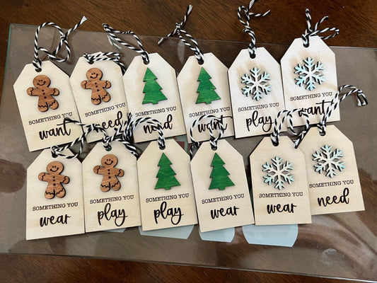 Something You Wooden Christmas Tags | Gift Tags For Presents | Something You Wear | Something You Play | Something You Want Need