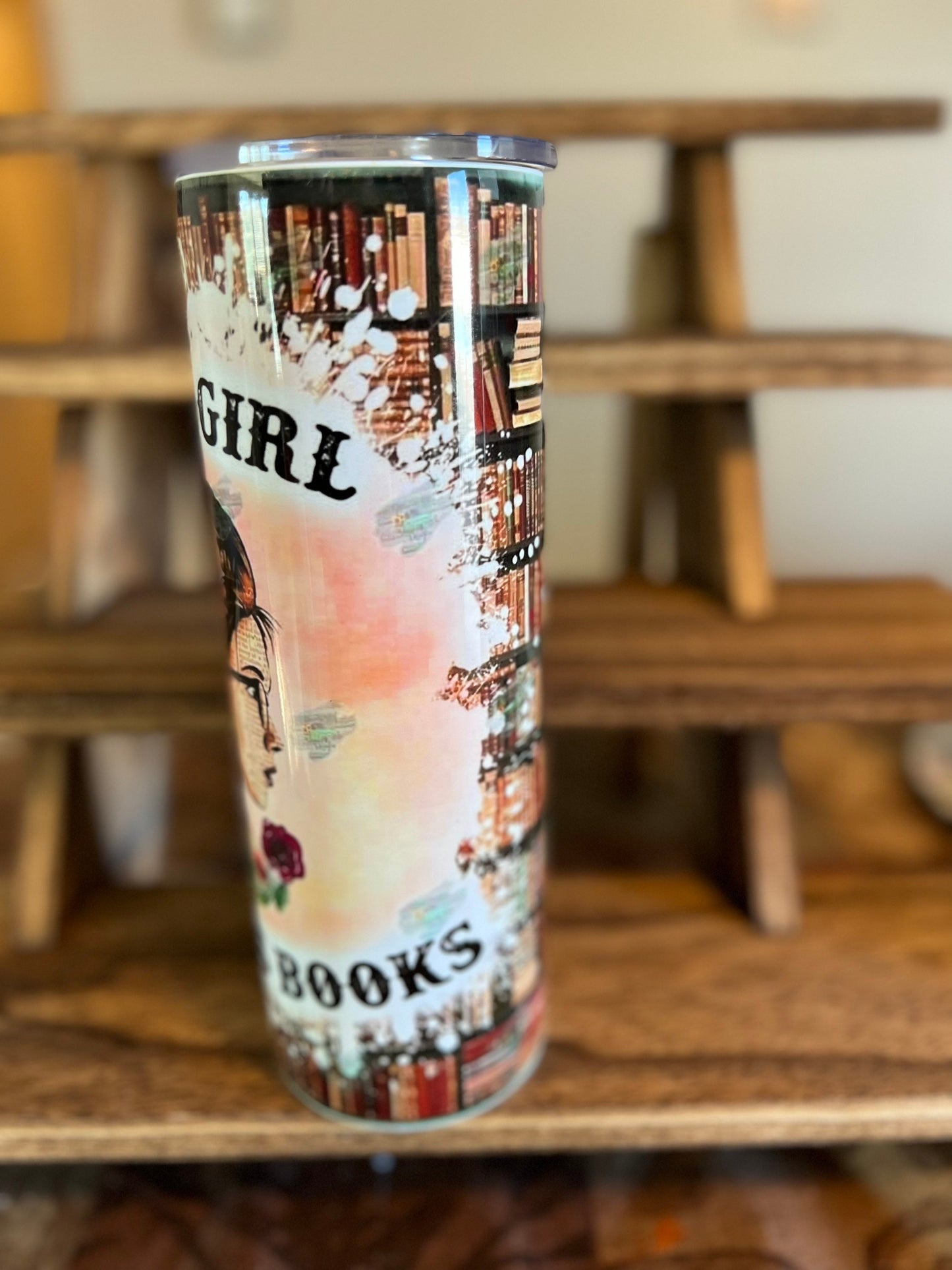 Just A Girl Who Loves Books Sublimated Tumbler, 20 or 30 oz Skinny Tumbler, Obsessed With Books, Reading, Love To Read Cup