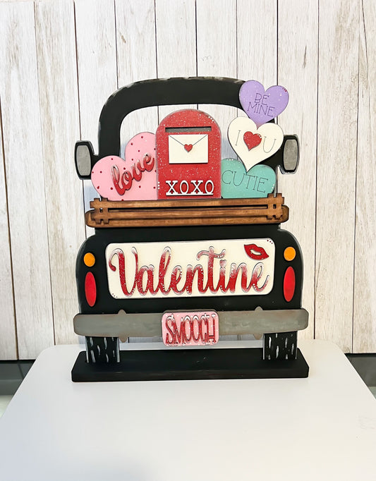 Hand-painted Valentines Day Truck 12”, Valentines Day Decor, Valentines Day Wood Decor