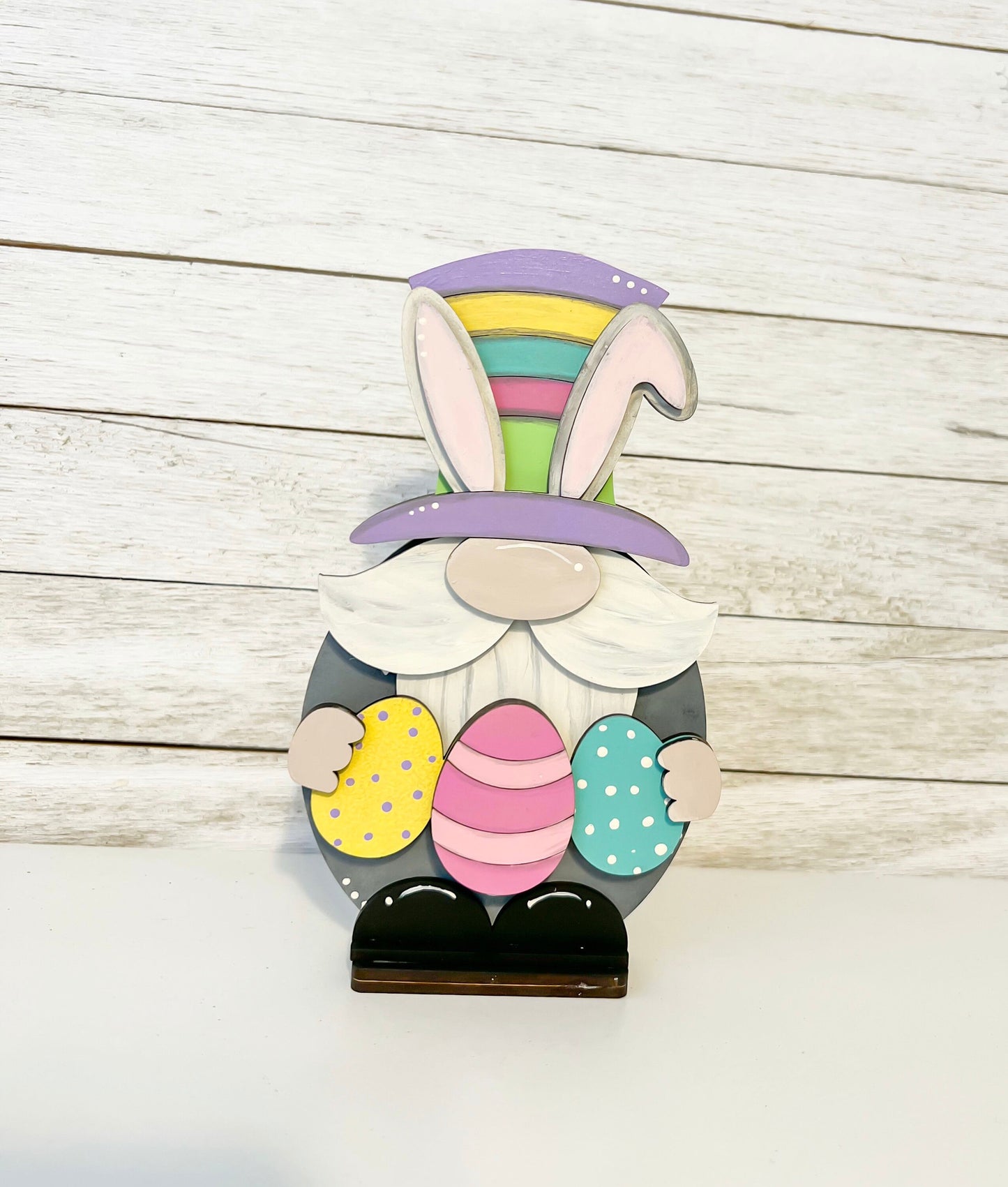 Easter Gnome, Hand-painted Easter Decor, Easter Decor for Tiered Tray, Easter Bunny Shelf Sitter