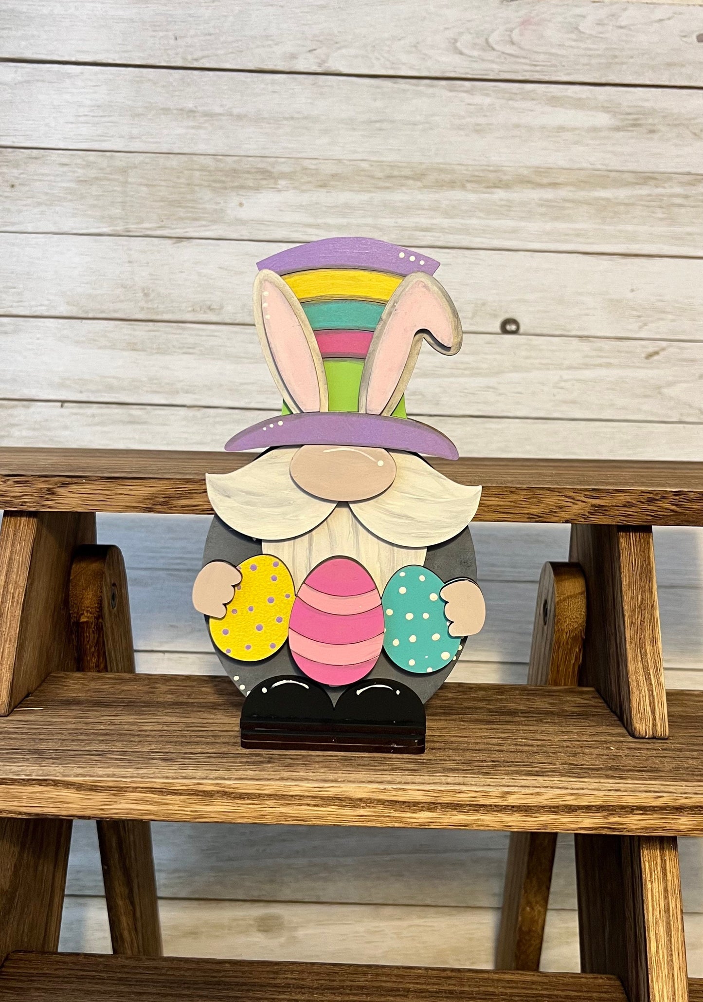 Easter Gnome, Hand-painted Easter Decor, Easter Decor for Tiered Tray, Easter Bunny Shelf Sitter