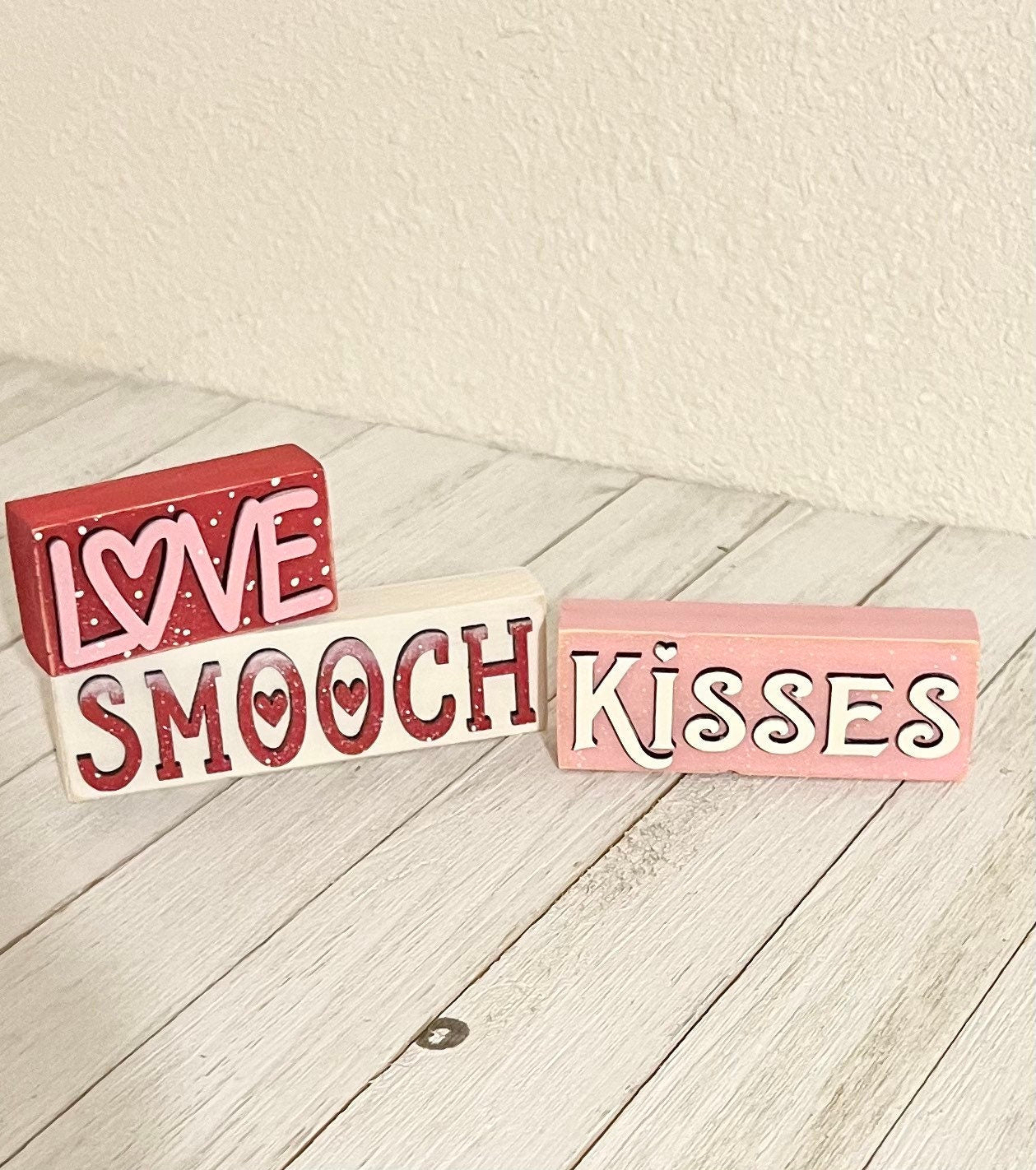 Valentine Wood Blocks, Stackable Decor, Valentine Decorations, Valentines Tiered Tray Decor, Valentine’s Day Sign Decor, Mini Blocks