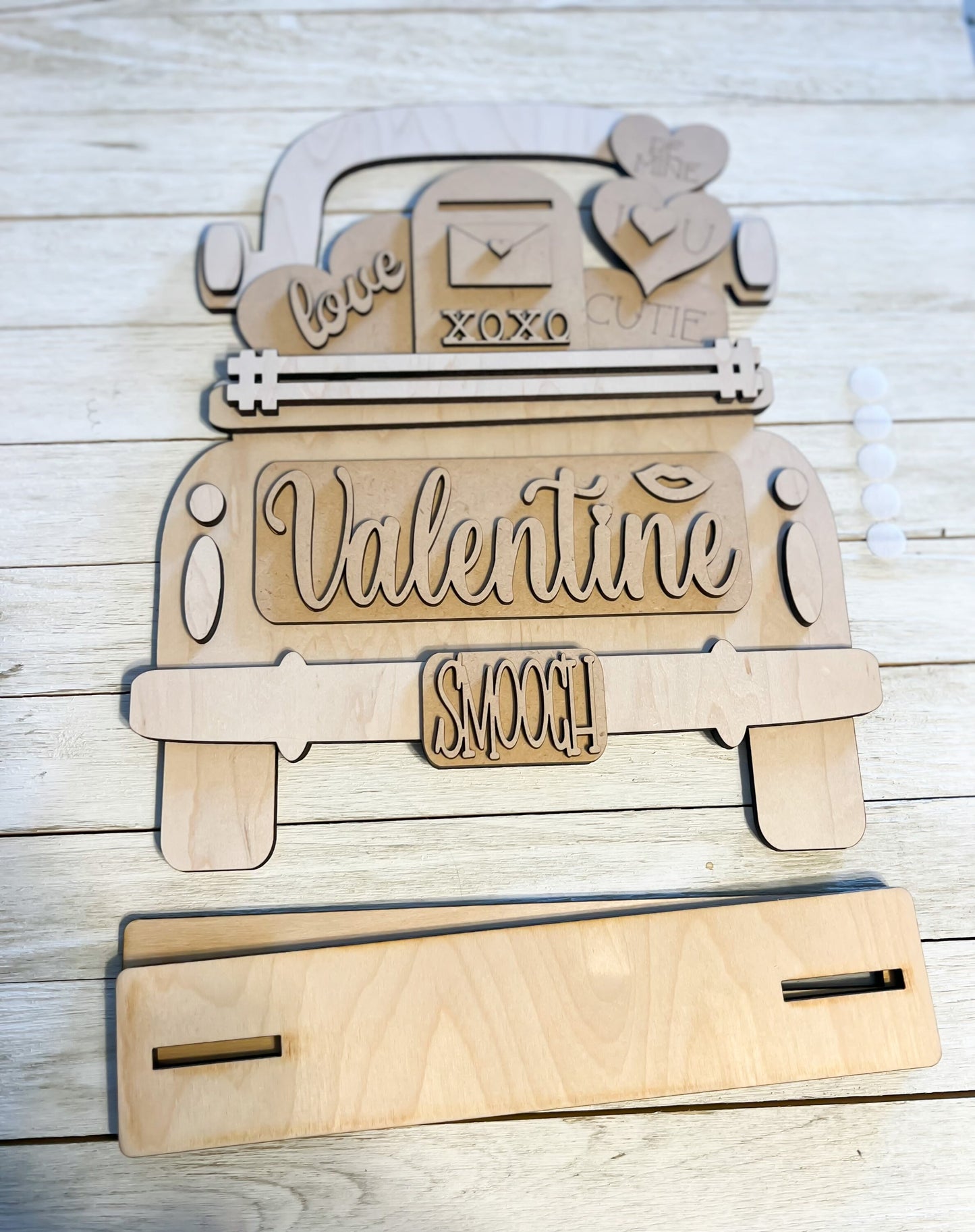 DIY Paintable Wood Valentines Truck, DIY Valentines Decor, Blank Wood Truck with Interchangeable Insert Options, Paintable Wood