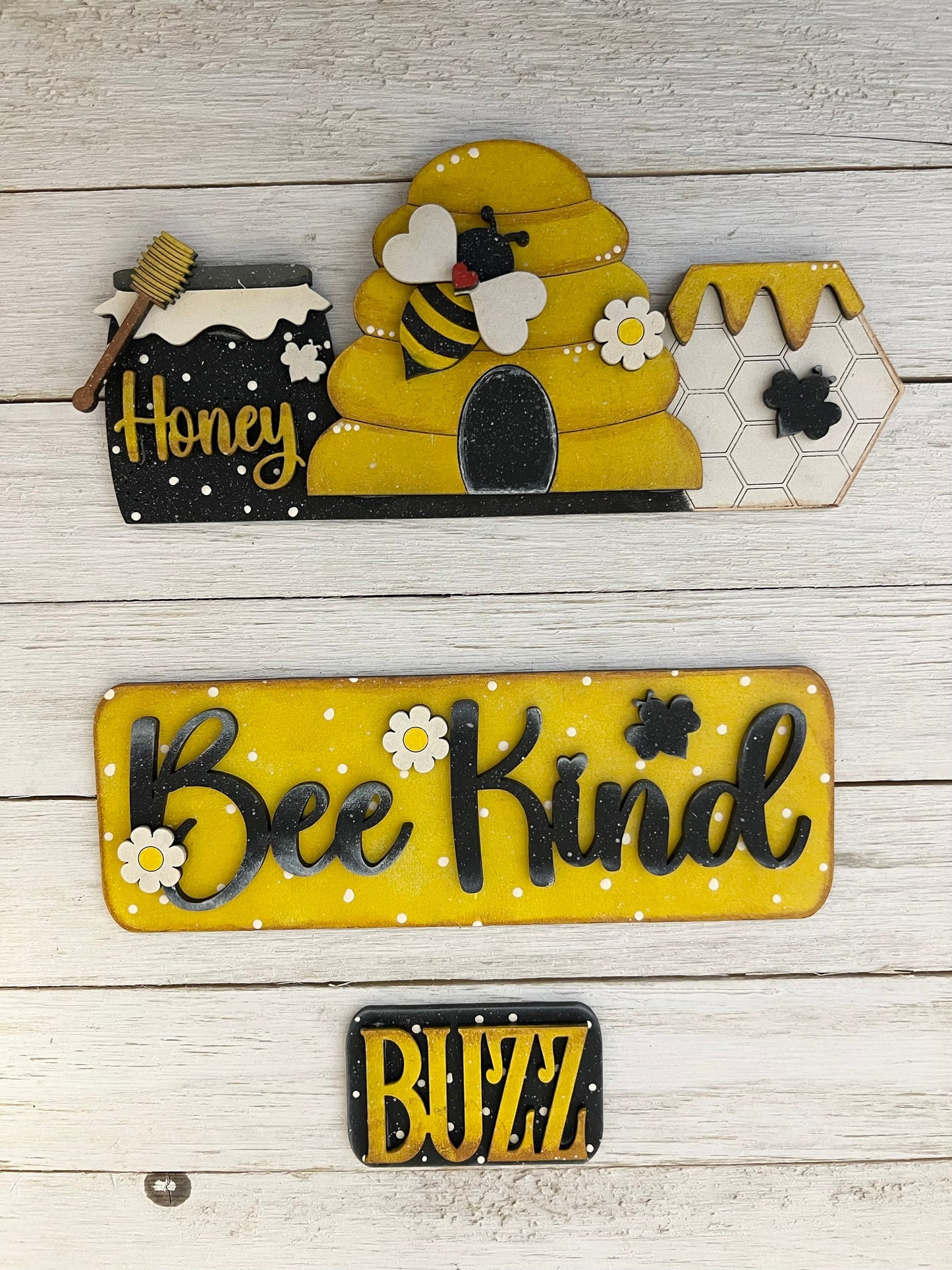 Hand-painted Bee Truck 12”, Honey Bee Decor, Bumble Bee Wood Decor