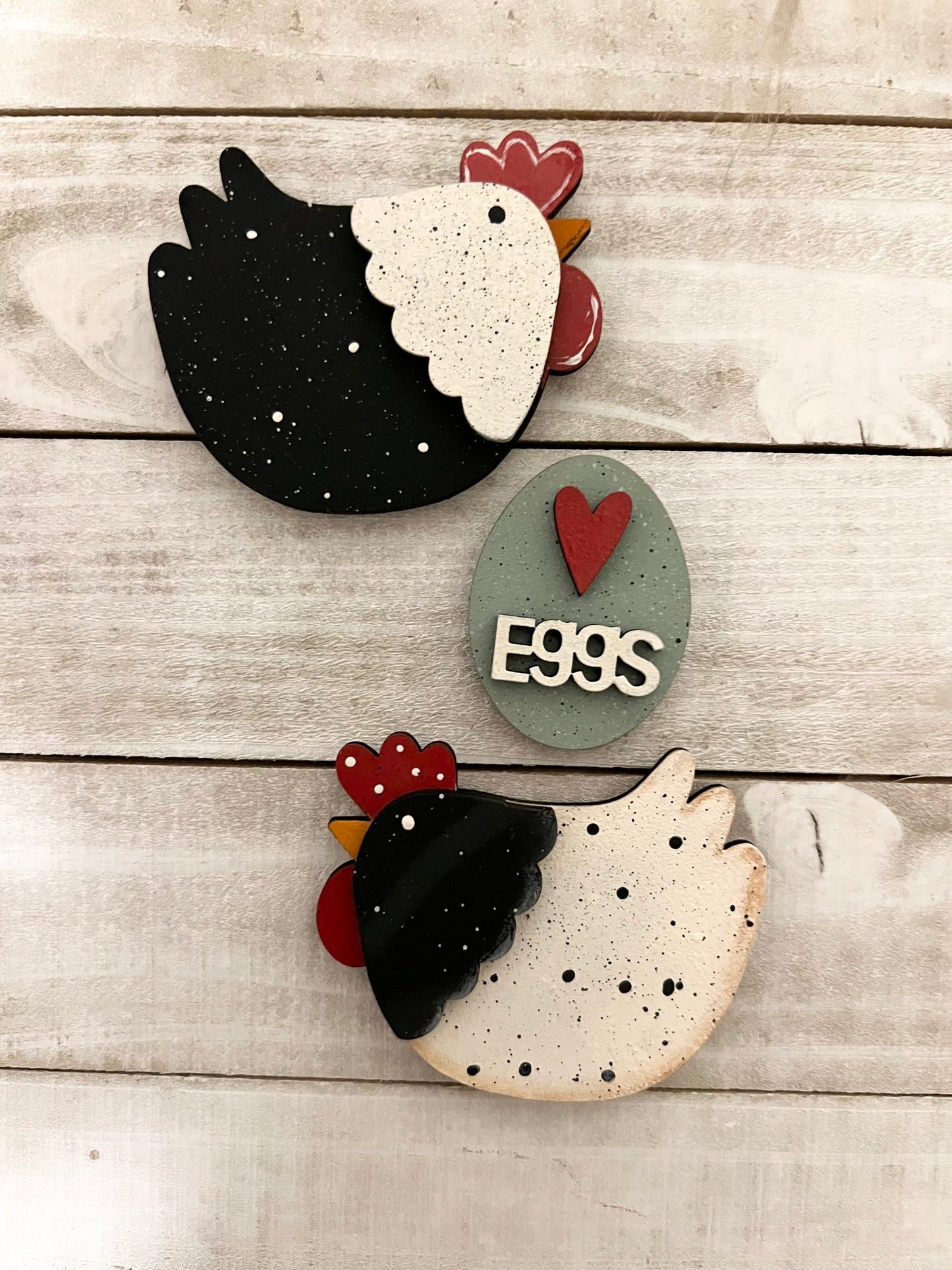 Chicken Fridge Magnets, Hand-Painted Wooden Chicken Magnet, Farmhouse Decor