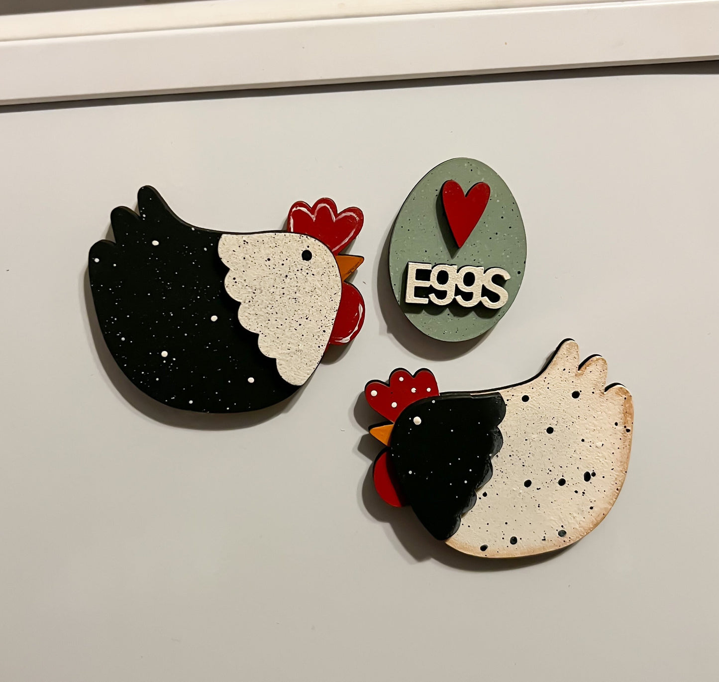 Chicken Fridge Magnets, Hand-Painted Wooden Chicken Magnet, Farmhouse Decor