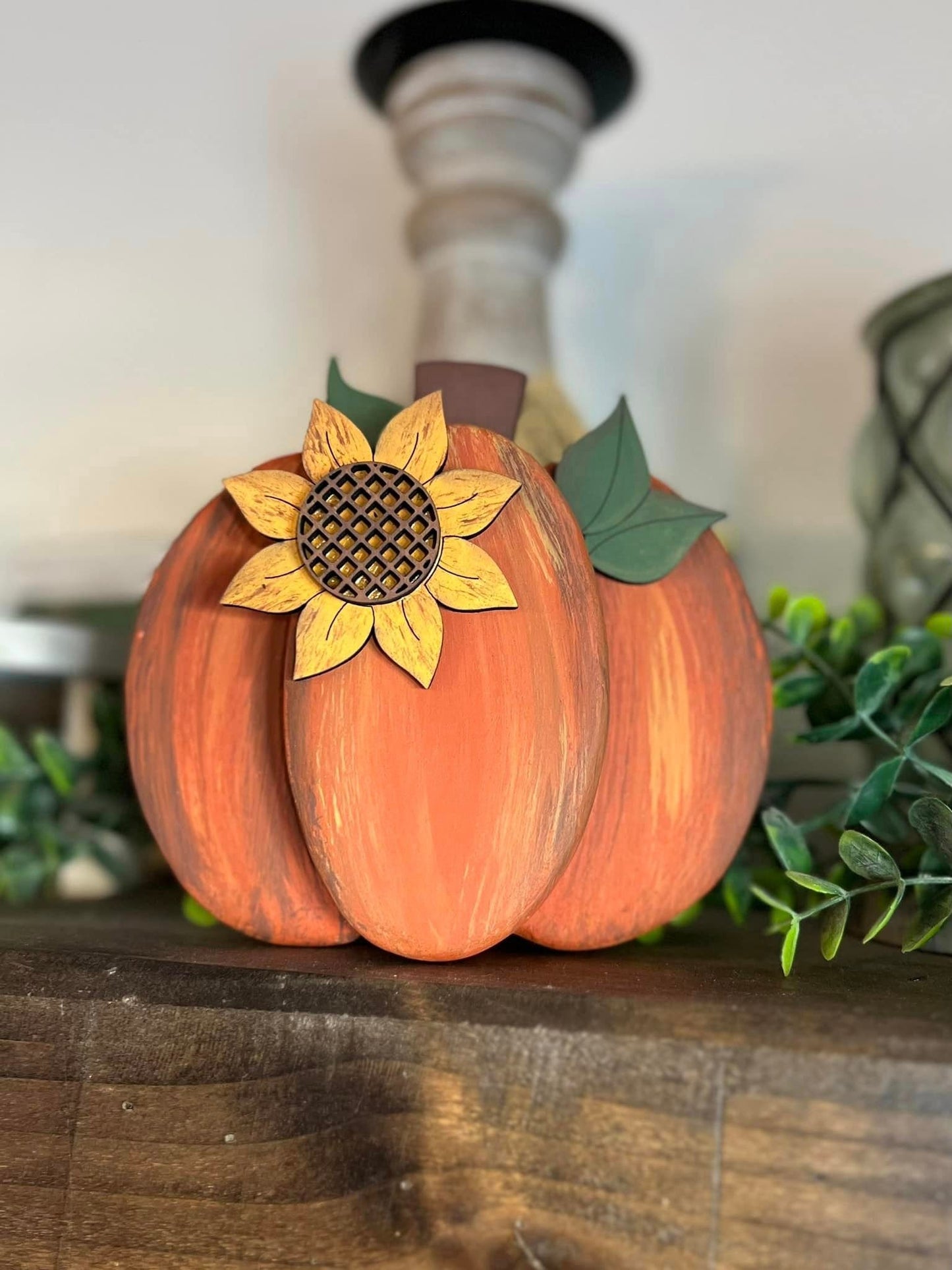 Chunky Wood Pumpkin Shelf Sitter, 1" Wood, Hand Painted Fall Decor