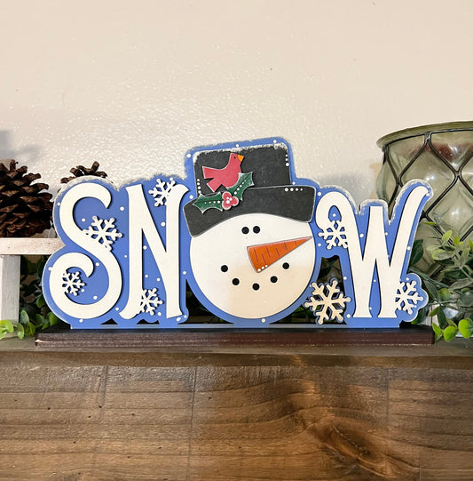 Snowman Christmas Shelf Sitter, Snow Holiday Wood Decor