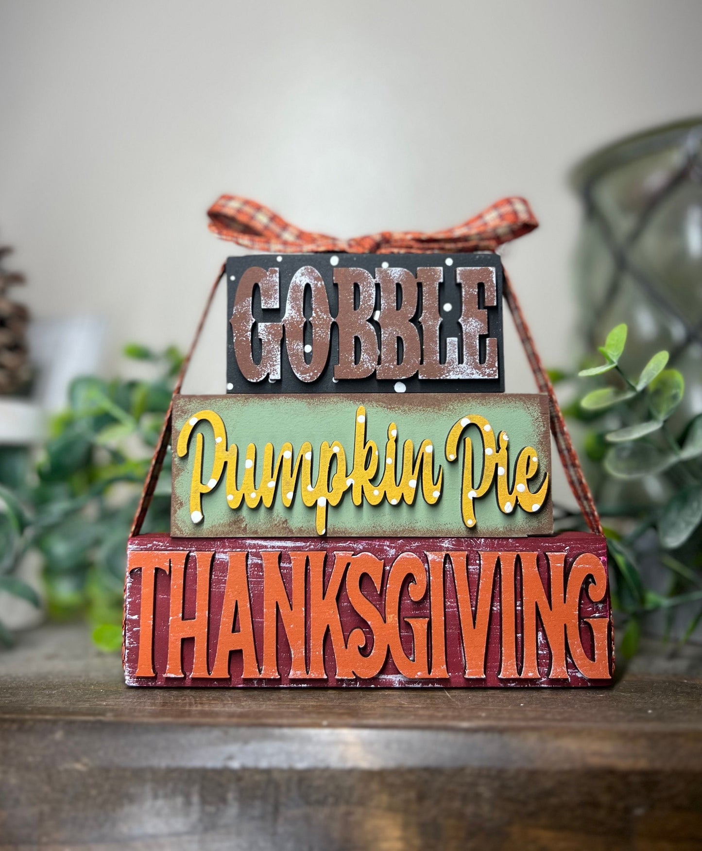 Thanksgiving Wood Blocks, Stackable Decor, Thanksgiving Decorations, Autumn Thanksgiving  Tiered Tray Decor, Fall Sign Decor, Mini Blocks