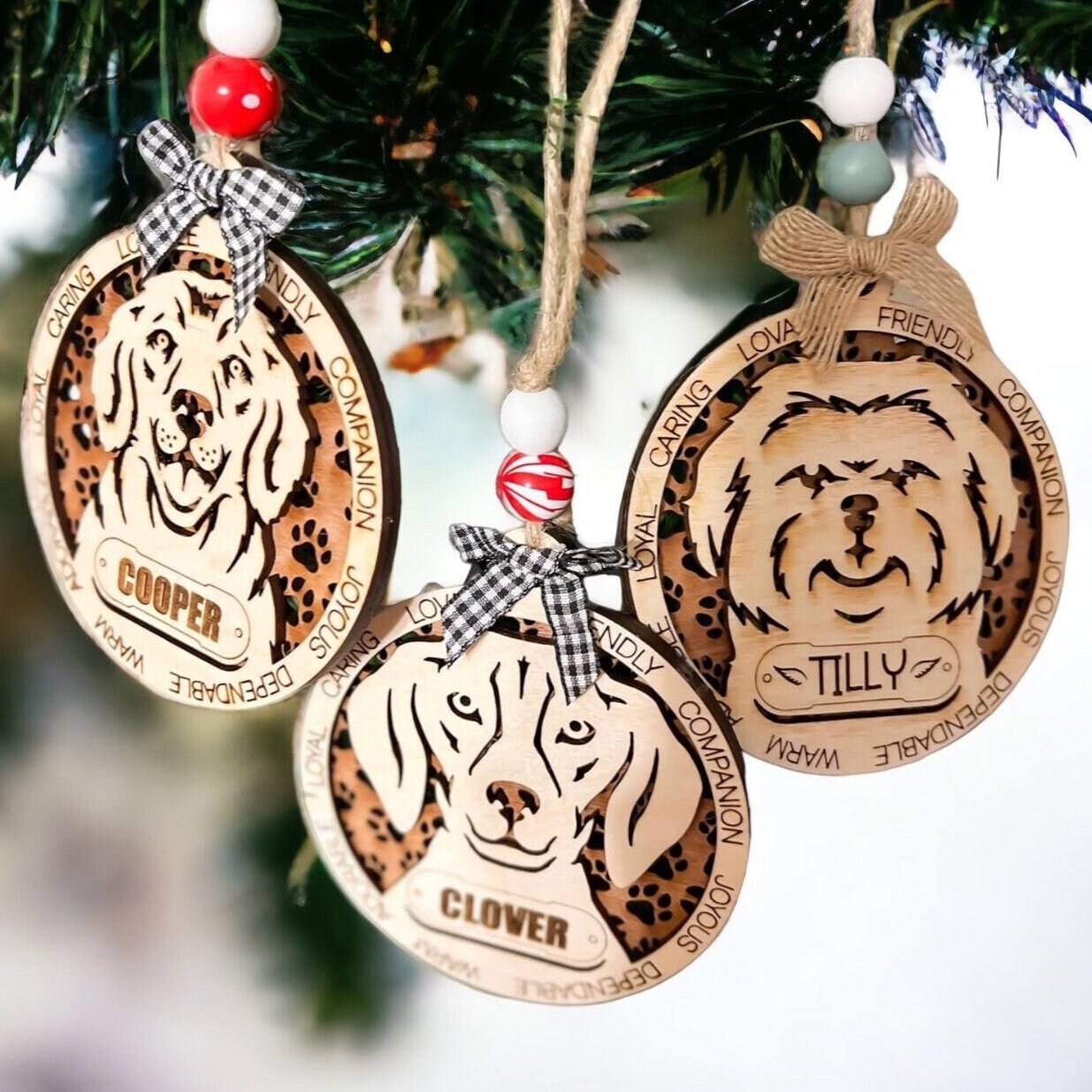 Personalized Dog Christmas Ornament | Dog Breed Custom Decor