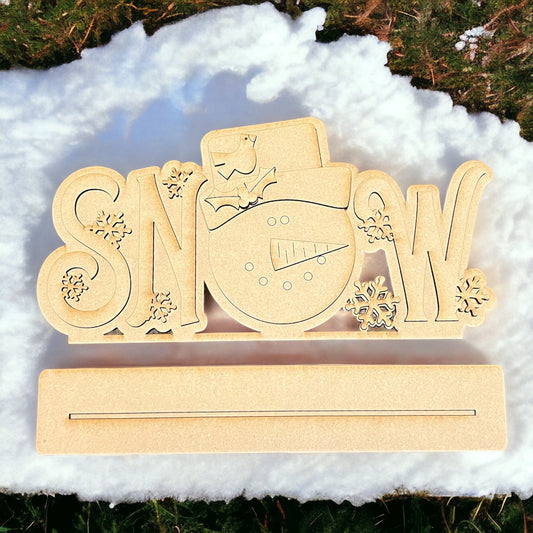 DIY Snowman Standing Shelf Sign, Blank Paintable Christmas Decor